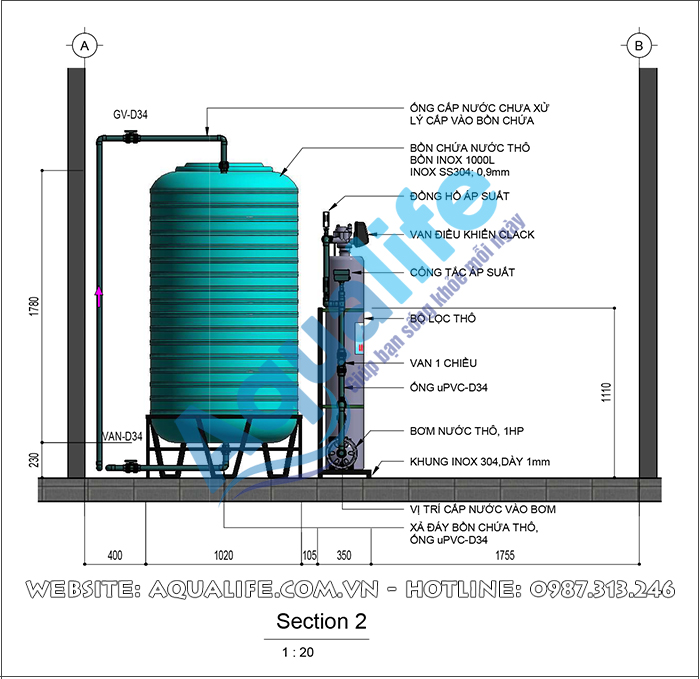 sơ đồ hệ thống lọc nước RO công nghiệp