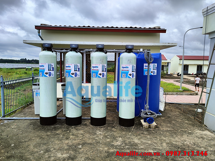 Hệ thống lọc nước giếng khoan nhiễm vôi xúc xả tự động tại Bình Phước