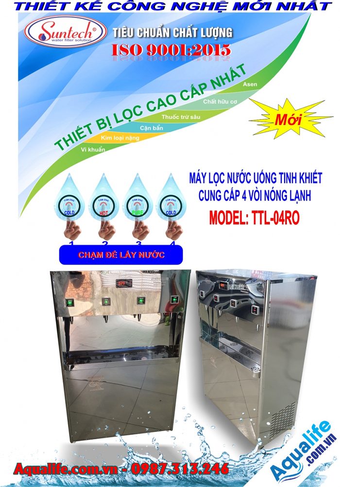 Máy lọc nước 4 vòi nóng lạnh cảm ứng TTL-04RO
