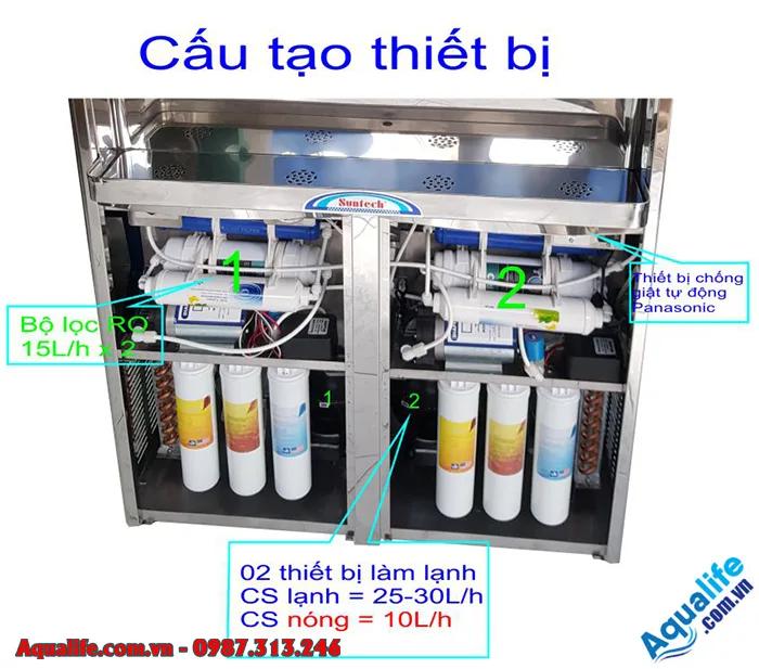 Máy lọc nước nóng lạnh 4 vòi RO
