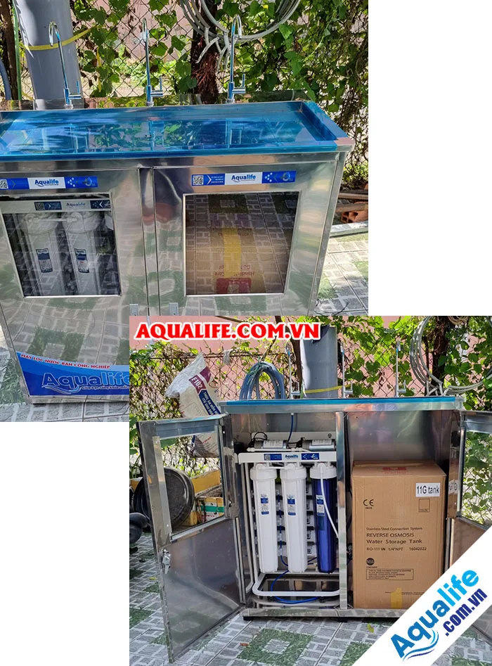 Máy lọc nước bán công nghiệp 100l/h tủ inox
