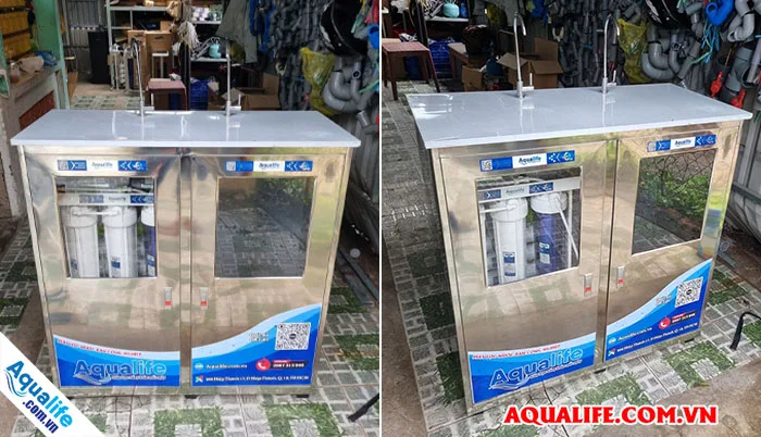 Máy lọc nước bán công nghiệp 100l/h tủ inox
