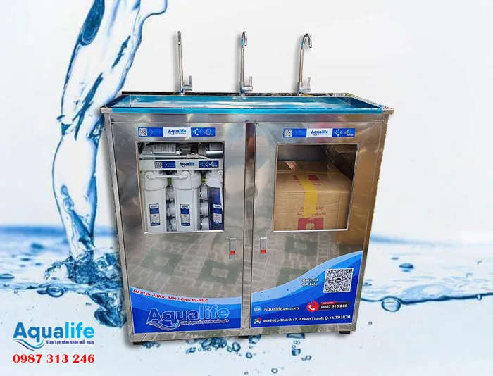 Máy lọc nước bán công nghiệp 100l/h tủ inox