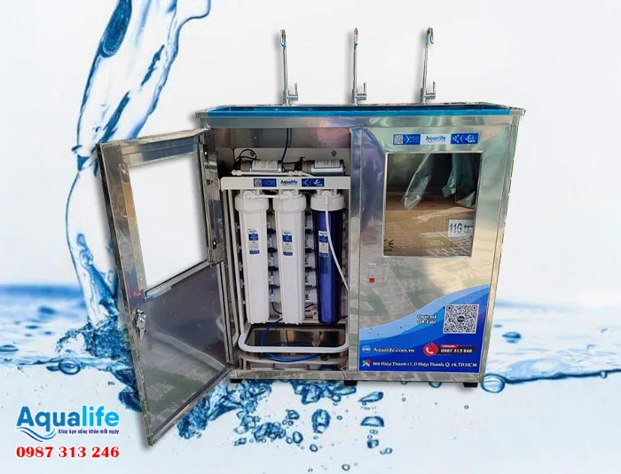 Máy lọc nước bán công nghiệp 100l/h tủ inox