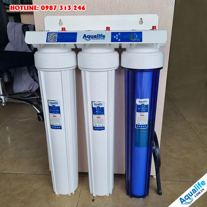 Bộ 3 cốc lọc thô 20 inch Aqualife xử lý nước cấp đầu nguồn