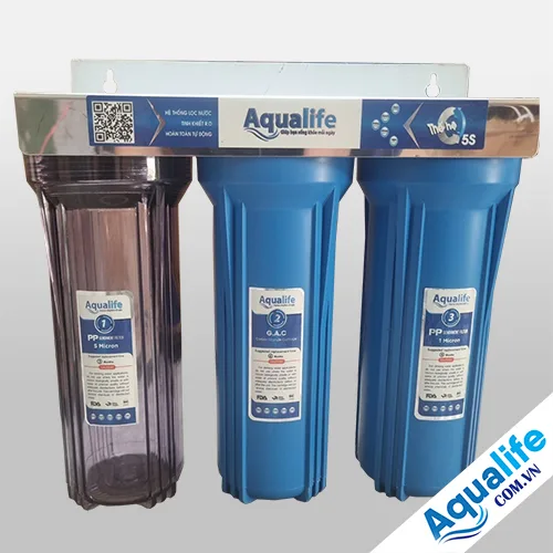 Bộ lọc thô 3 cấp 10 inch xanh Aqualife