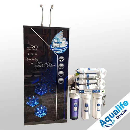 Máy lọc nước 2 vòi nóng lạnh Aqualife kim cương đen (10 cấp) - Ảnh 2