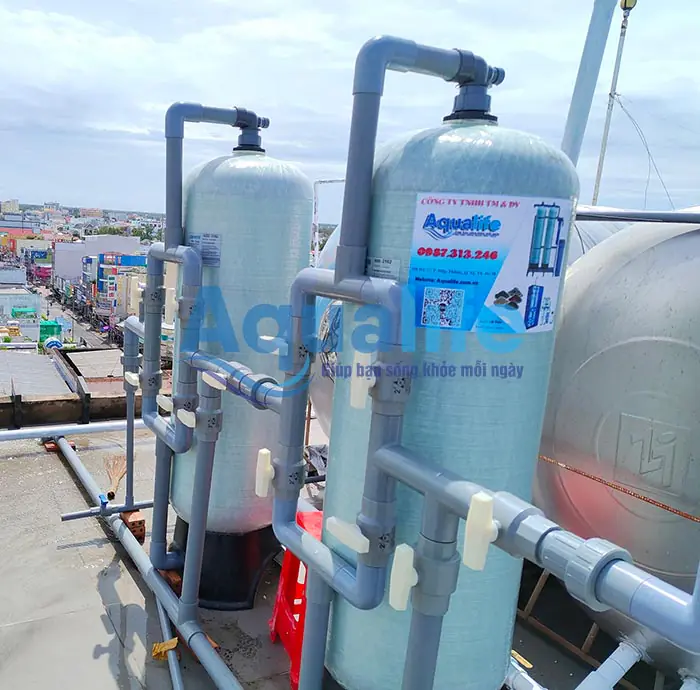 Bộ 2 cột lọc nước giếng cho khách sạn