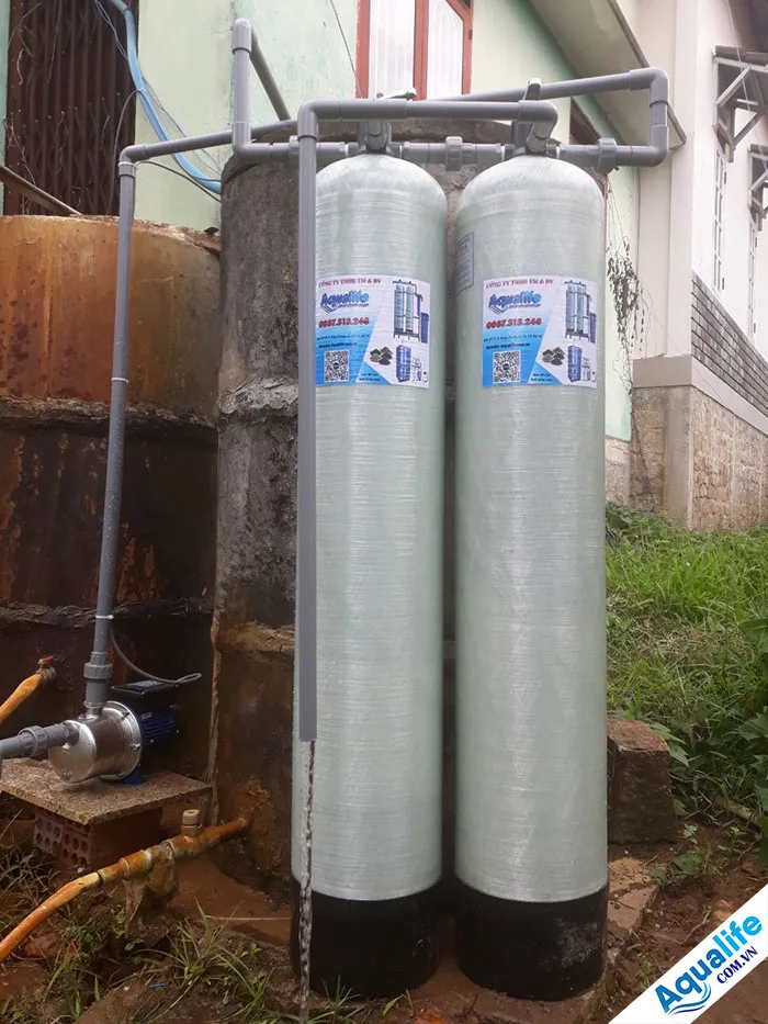 Bộ 2 trụ composite lọc nước giếng sinh hoạt