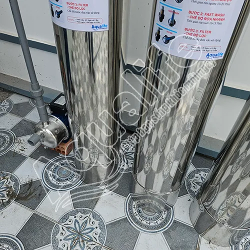 Hệ thống 3 trụ inox lọc nước sinh hoạt đầu nguồn 3 Hệ thống 3 trụ inox lọc nước sinh hoạt đầu nguồn - Ảnh 3