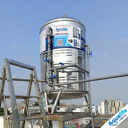 Thùng inox 500L lọc nước giếng phèn sinh hoạt
