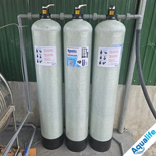3 trụ composite 1054 xử lý nước giếng khoan nhiễm phèn nặng