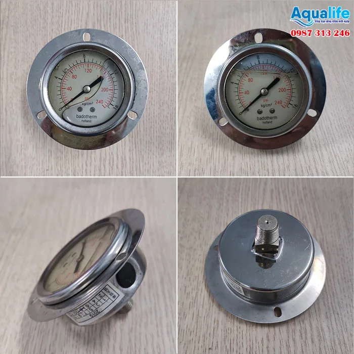 Đồng hồ áp 0 đến 16 kg/cm² và 0 đến 240 PSI