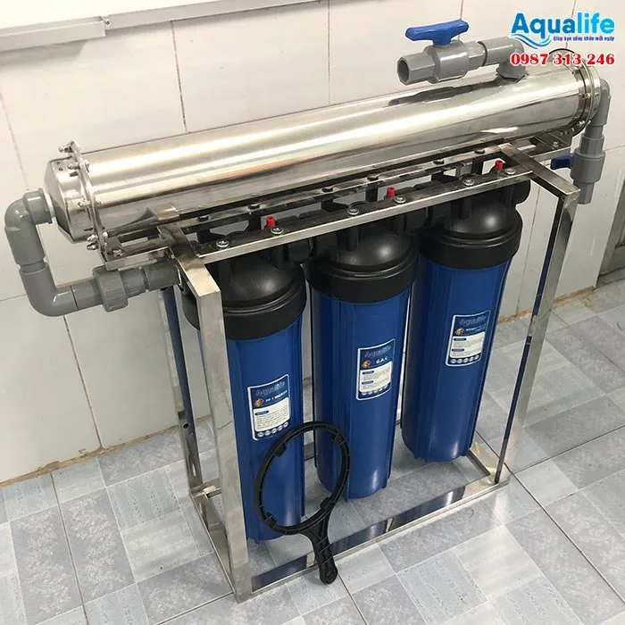 Cấu tạo của 3 cốc lọc 20 inch bigblue kết hợp với màng UF inox