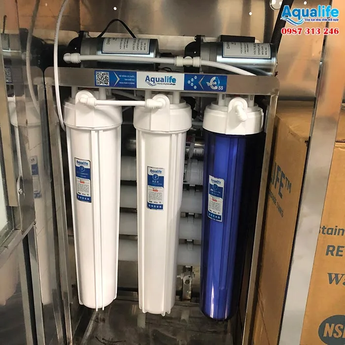 Khung máy lọc nước công suất lớn 65 l/h có vỏ tủ inox