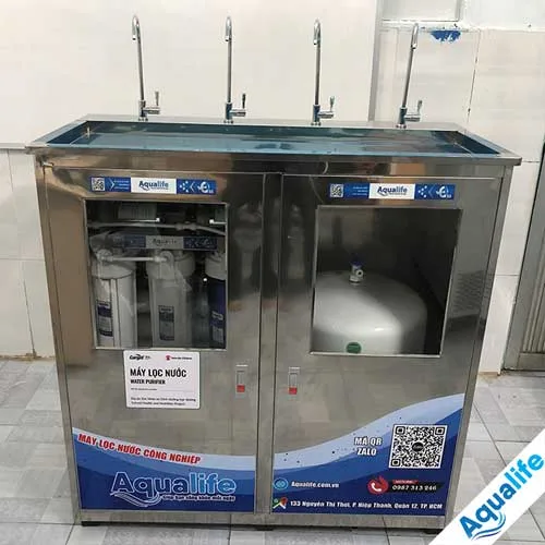 Máy lọc nước bán công nghiệp 80 lít/h vỏ tủ inox 4 vòi - Ảnh 2