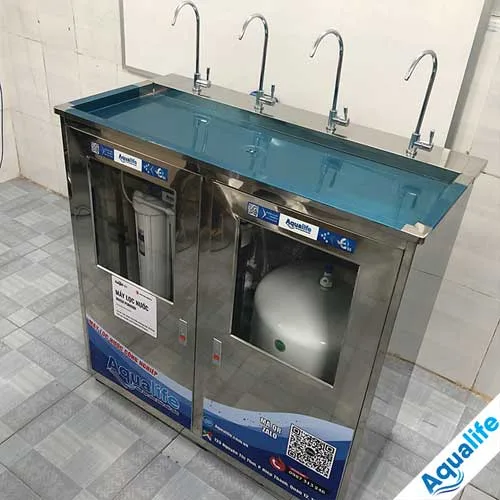 Máy lọc nước bán công nghiệp 80 lít/h vỏ tủ inox 4 vòi - Ảnh 3