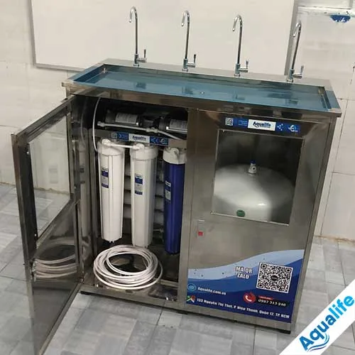 Máy lọc nước bán công nghiệp 80 lít/h vỏ tủ inox 4 vòi - Ảnh 4