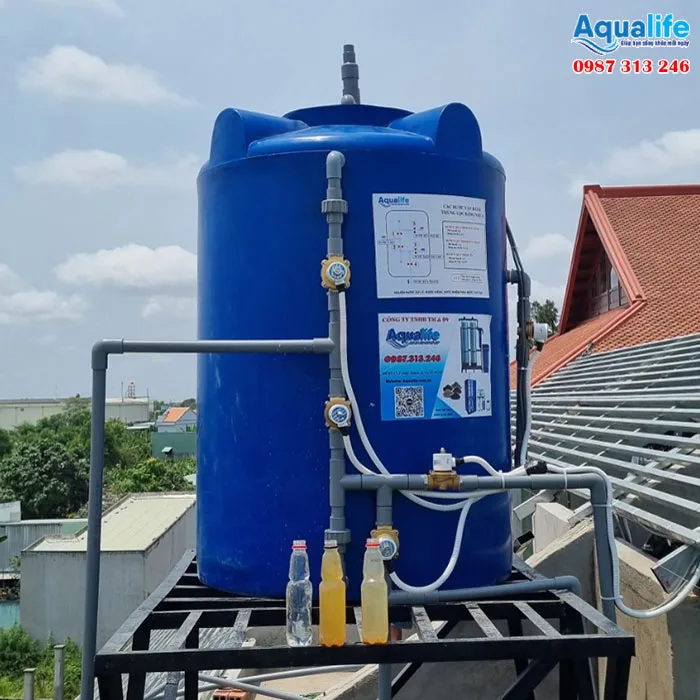 Thùng nhựa 500L tự động lọc nước tổng đầu nguồn 10 Thùng nhựa 500 lít lọc nước tổng đầu nguồn tự động
