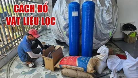 Cách đổ vật liệu trụ composite 1054 lọc nước đầu nguồn gia đình 4 cach do vat lieu tru composite 1054 loc nuoc dau nguon gia dinh