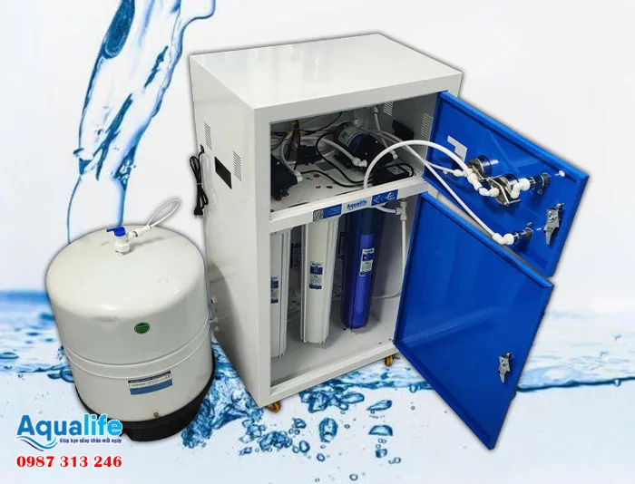 Máy lọc nước RO tủ thép 60 l/h công suất lớn 9 Thiết kế tủ thép không gỉ của máy lọc nước Aqualife 60 l/h.