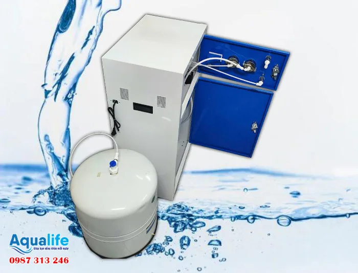 Máy lọc nước RO tủ thép 60 l/h công suất lớn 10 Công nghệ lọc nước công suất lớn 60 l/h Aqualife đảm bảo nước sạch.