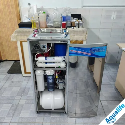 Máy lọc nước RO nóng lạnh 2 vòi tủ inox - Ảnh 2