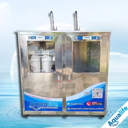 Máy lọc nước 2 vòi công suất 30 L/h tủ inox 1 Máy lọc nước 2 vòi công suất 30 L/h tủ inox
