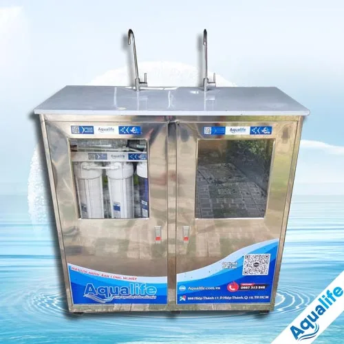 Máy lọc nước 2 vòi công suất 30 L/h tủ inox 2 Máy lọc nước 2 vòi công suất 30 L/h tủ inox - Ảnh 2