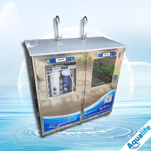 Máy lọc nước 2 vòi tủ inox 100l/h