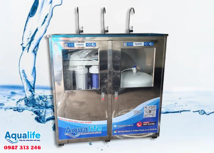 Máy lọc nước tủ inox 3 vòi 75 lít/giờ công suất lớn cho trường học, công ty