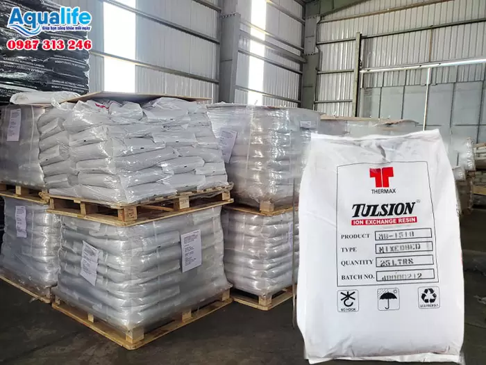 Hạt nhựa trao đổi ion Tulsion MB-1518 8 Vật liệu làm mềm nước Tulsion MB-1518 đóng gói 25L