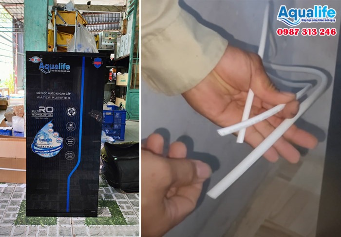 Chuẩn bị các đường nước cho máy lọc nước nóng nguội 2 vòi