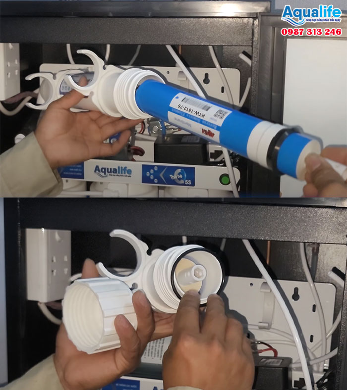 Tháo lắp màng RO vào vỏ màng và kiểm tra ron
