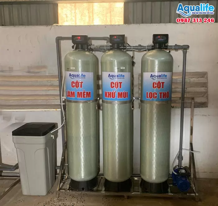 Hệ thống làm mềm nước 3 cột composite 1252 tự động xử lý nước cứng hiệu quả