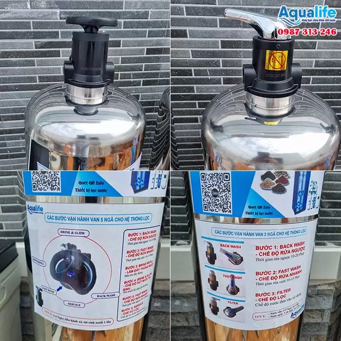 Van tay 3 ngã và 5 ngã điều khiển lọc nước cứng