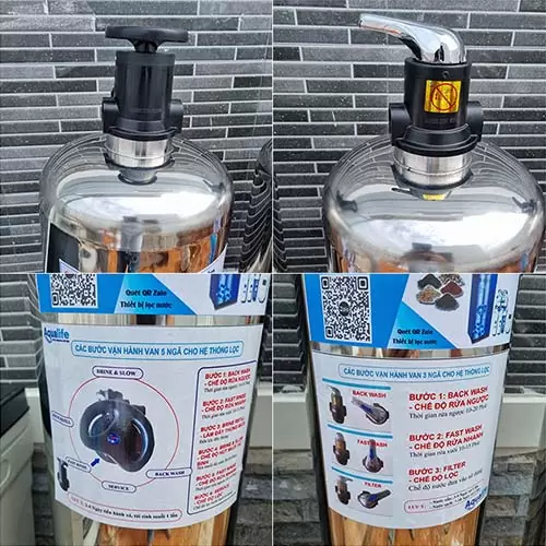 Hệ thống xử lý nước cứng 2 cột inox 1054 van tay - Ảnh 3