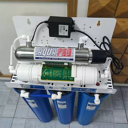 Bộ lọc nước đầu nguồn 3 cốc 20 inch + UF + đèn UV diệt khuẩn - Ảnh 2