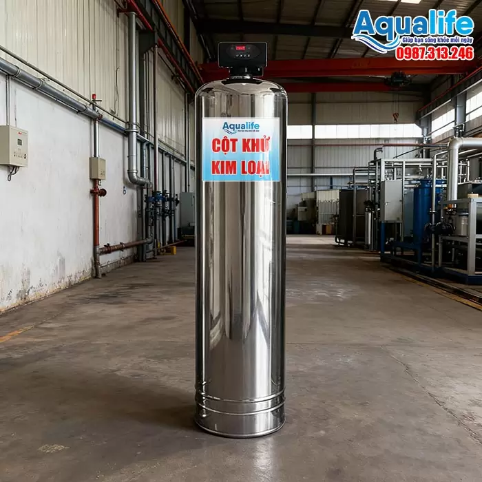 Trọn bộ 1 trụ lọc nước tự động Inox 1665 khử phèn sắt cao cấp