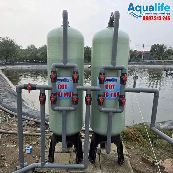 Hệ thống 2 cột Composite 2162 lọc nước hồ nuôi tôm