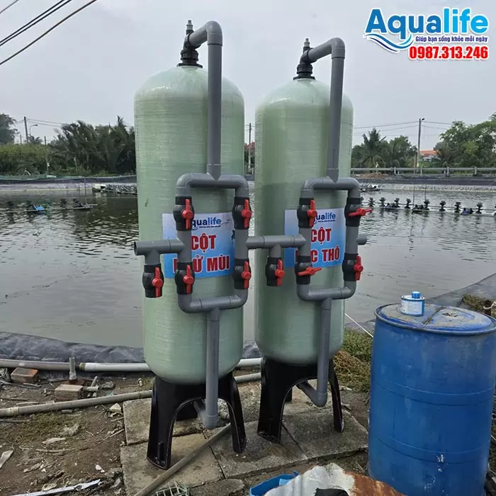 Hệ thống xử lý nước đầu vào hồ nuôi tôm cột Composite 2162