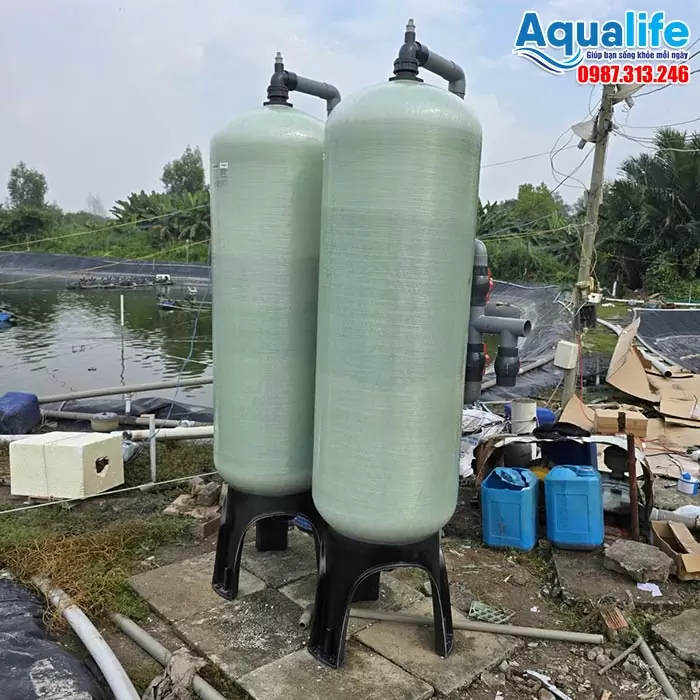 Lắp đặt thực tế hệ lọc nước công suất lớn cho farm tôm