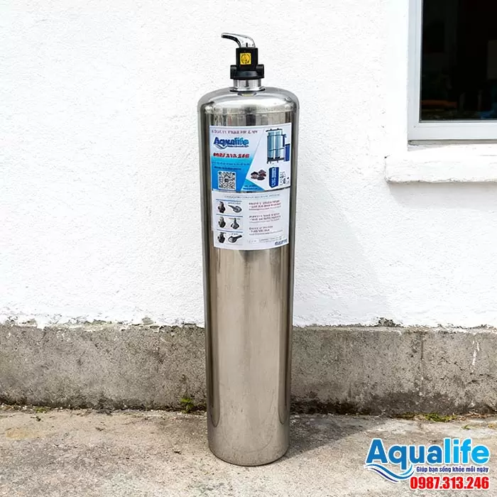 Cột lọc phèn thủ công inox 304 cho nước giếng khoan