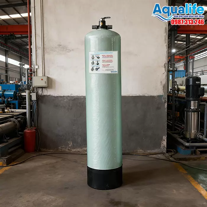 Lọc nước phèn 1 trụ Composite 1665 van tay (vận hành thủ công)