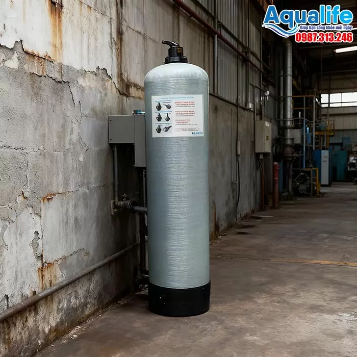 Hệ thống lọc phèn thủ công 1 trụ Composite 1465 4 Hệ thống lọc nước khử phèn 1 cấp Composite 1465