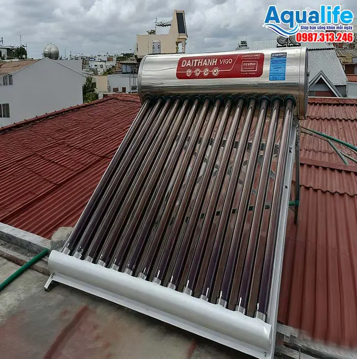Trọn bộ nước nóng mặt trời Đại Thành VIGO 210L F70 7 Hệ thống 14 ống thủy tinh chân không F70 của máy Đại Thành VIGO 210L.