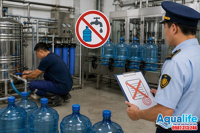Rủi ro tước giấy phép vì tự ý đổi nguồn nước xưởng bình 20L 1 Rủi ro pháp lý khi tự ý đổi nguồn nước xưởng bình 20L