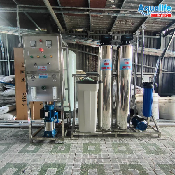 Hệ thống RO 250l/h màng 4040 Dupont - tủ điện điều khiển và khung inox 304