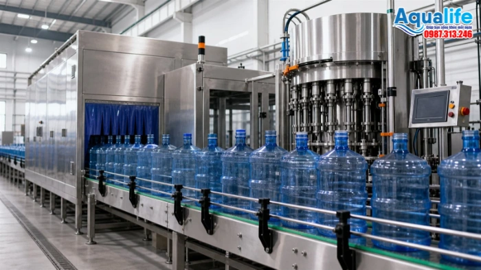 Dây chuyền chiết rót bình nước 20L tự động thuộc hệ thống lọc nước đóng bình