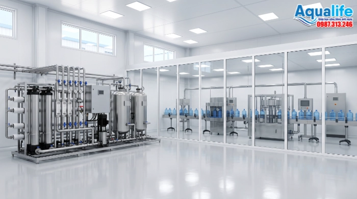 Chi Phí Lắp Đặt Hệ Thống Sản Xuất Nước Tinh Khiết Trọn Gói 7 Xưởng sản xuất nước tinh khiết đóng bình đóng chai thi công trọn gói